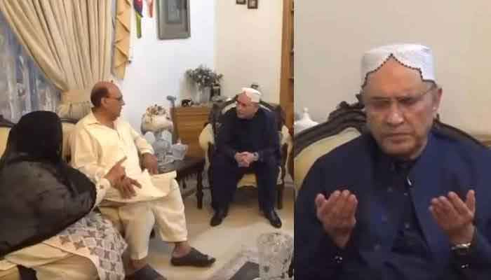 Prime Minister, President and Army Chief visit the home of Squadron Leader Usman Yousuf, who was martyred in the war of justice