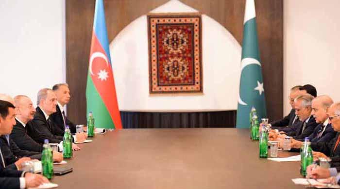 Prime Minister Shehbaz Sharif meets with Azerbaijani President Ilham Aliyev