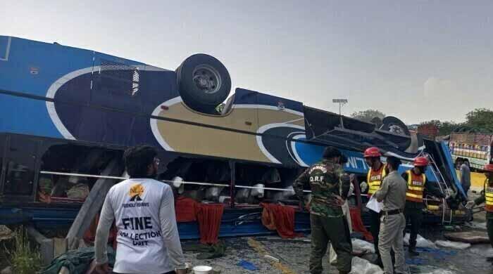 collision between passenger bus and trailer