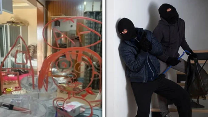 A unique theft incident in Karachi, thieves stole valuables and made drawings on walls and mirrors