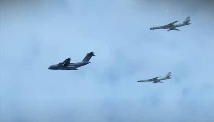 Chinese J-20's flight over Tsushima Strait