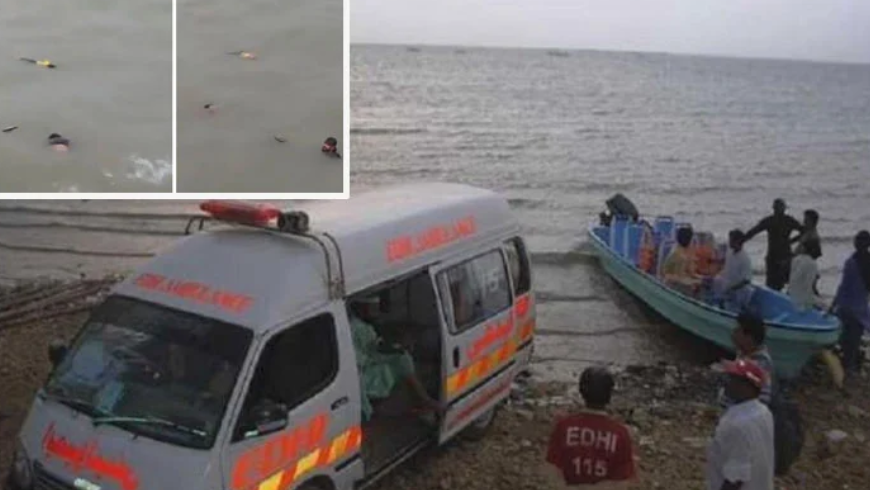 Heartbreaking video of father drowning in sea with children in Karachi goes viral