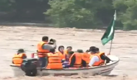 Punjab Chief Minister Maryam Nawaz leaves by boat to inspect Shahdara area