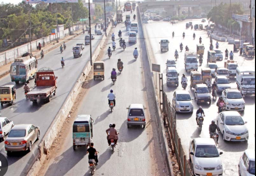 Traffic flow has been restored on Sharjah-e-Faisal from Drug Road to Natha Khan