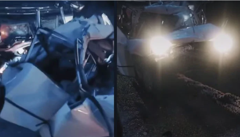 7 people died on the spot after a dumper hit a car in Nowshera Feroze