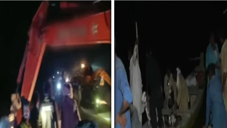 A crack was put in the Uch Sharif Road to protect Jalalpur city from floods