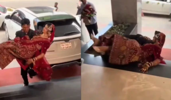 Carrying the bride in your arms to enter a wedding has become expensive