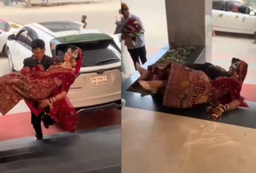 Carrying the bride in your arms to enter a wedding has become expensive