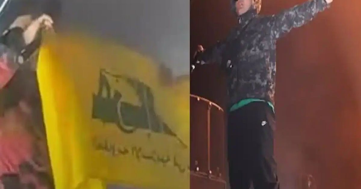 Hezbollah flag at London concert