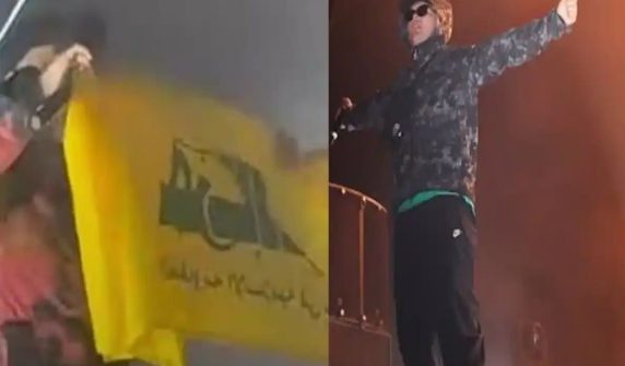 Hezbollah flag at London concert