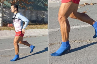 Running upside down in high heels! Spanish athlete breaks her own Guinness World Record