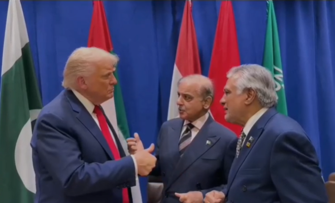 US President and Prime Minister Shehbaz Sharif meet