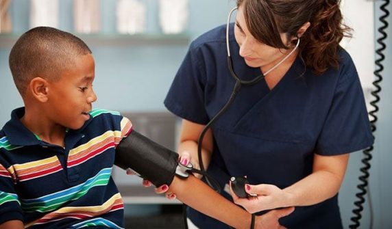 What disease can cause high blood pressure in children
