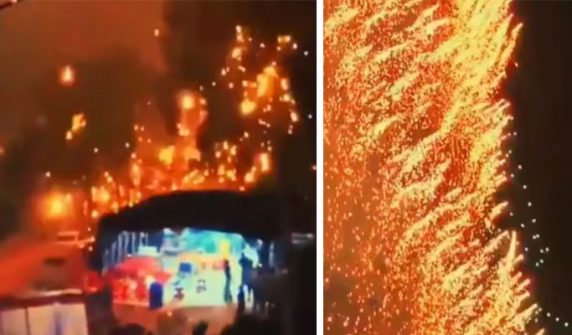 Accident during fireworks display with drone in China