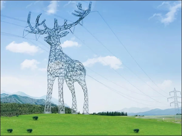 Electricity poles transformed into giant animals