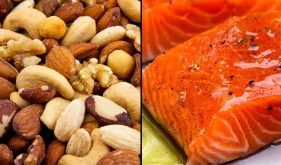 Which disease can fish and dried fruits reduce the risk of?