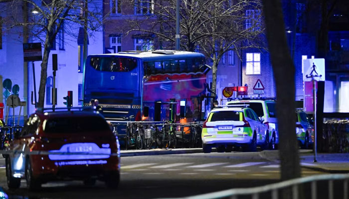 Bus crushes passengers standing at bus stop in Stockholm