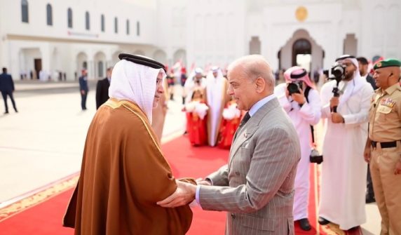 Prime Minister Shehbaz Sharif arrives in Bahrain