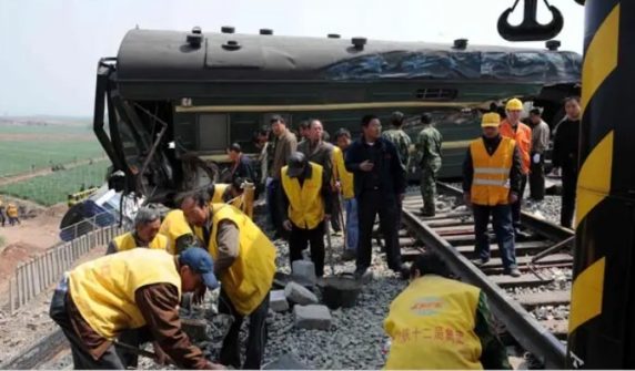 Train crushes workers on track in China