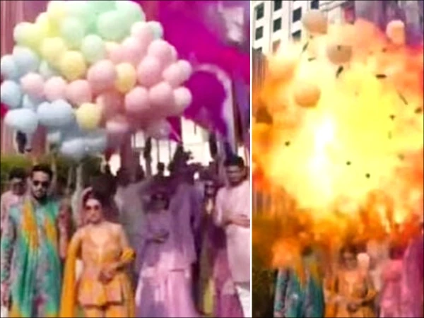 Balloons explode at wedding ceremony