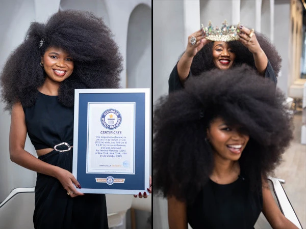 Woman with the world's largest Afro hairstyle