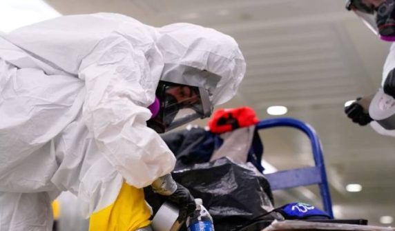 opening suspicious package at US military base