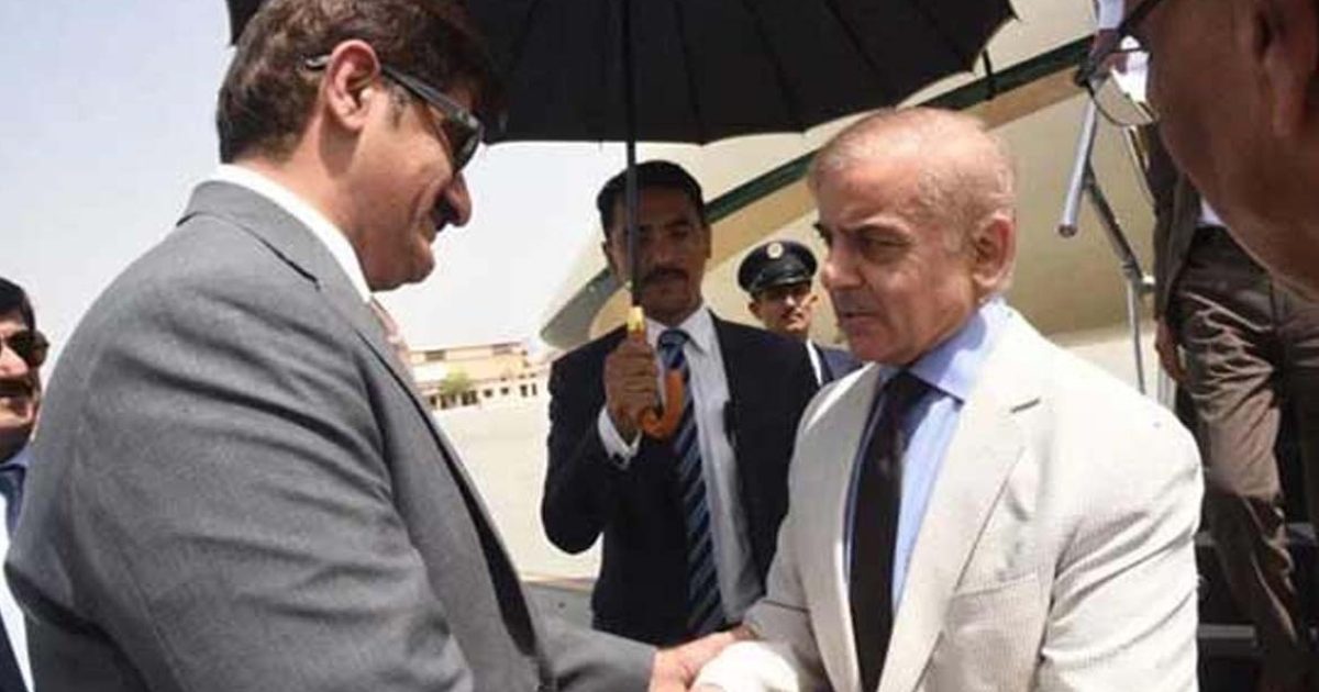 Prime Minister Shehbaz Sharif arrives in Karachi on a one-day visit
