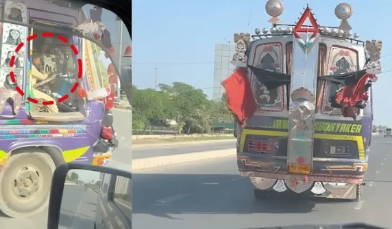 A minor boy was issued a challan of Rs 50,000 for driving a bus in Karachi.