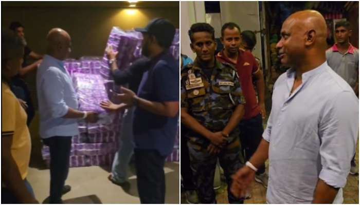 Sri Lankan cricketers arrive to help flood victims