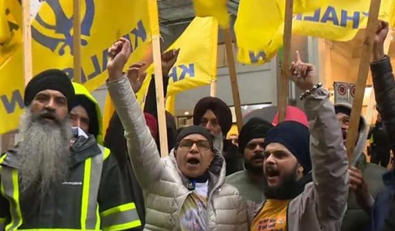 Sikh community in Britain protest against India in