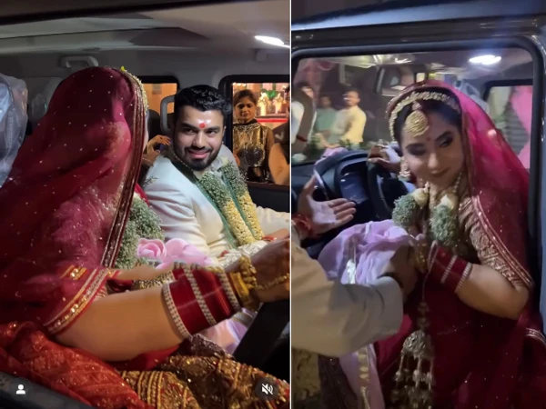 Driving in a wedding lehenga during the bride's departure