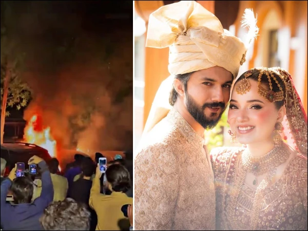 Accident at Rebecca Khan's wedding, car catches fire
