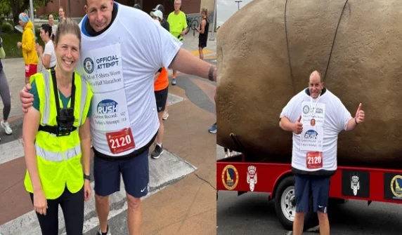 Unique record of running in half marathon wearing 137 T-shirts