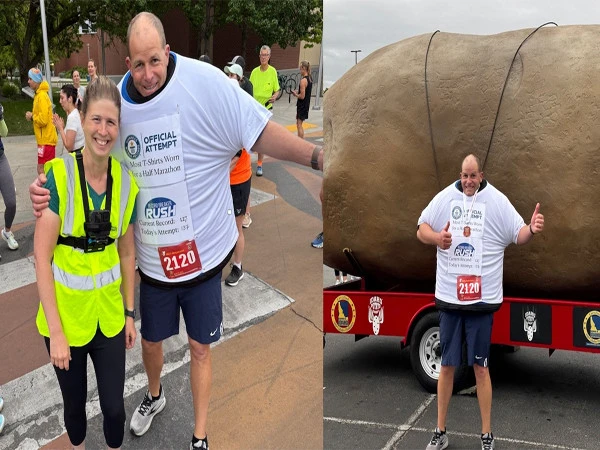 Unique record of running in half marathon wearing 137 T-shirts