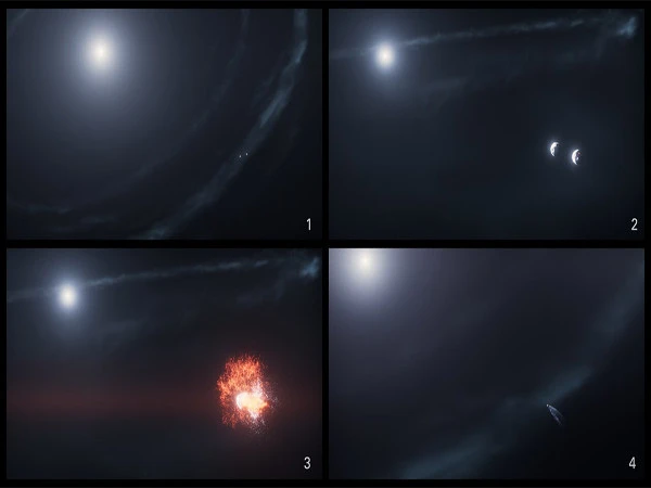Dangerous collision in space 25 light years from Earth