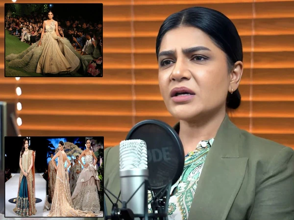 Models walk the ramp or carry heavy lehengas