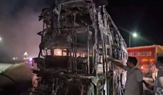 3 killed as Hyderabad-bound bus collides with truck