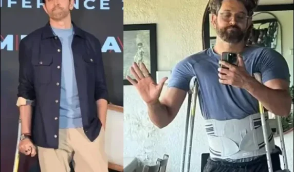 Video of Hrithik Roshan walking on crutches goes viral