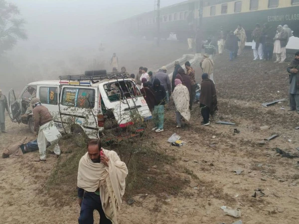 Passenger van collides with train due to heavy fog