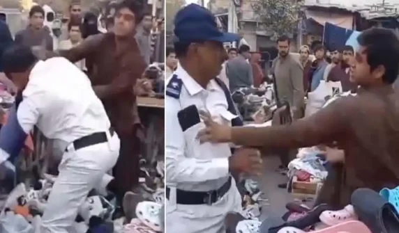 Stallholders assault traffic police officer in Sadr area of ​​Karachi