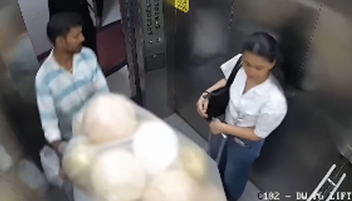 Balloon bursts in elevator