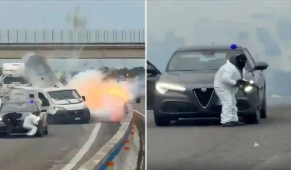 Robbers attempt dramatic cash van robbery in Italy