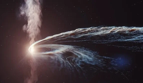 Identification of a black hole spewing out stellar debris