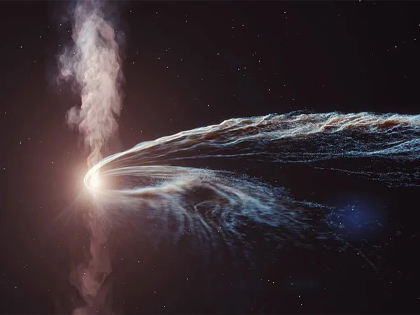 Identification of a black hole spewing out stellar debris