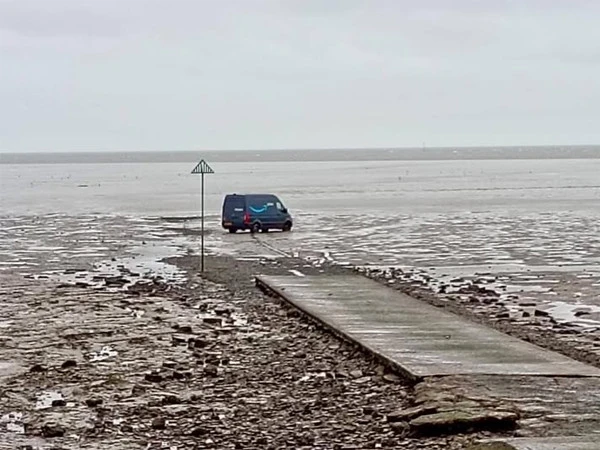 GPS-guided vehicle stuck in swamp