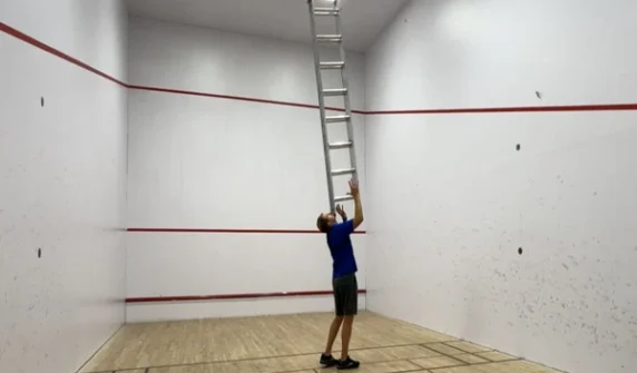 Unique record for holding a ladder on the chin