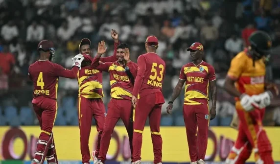 West Indies team, eliminated in Super Eights