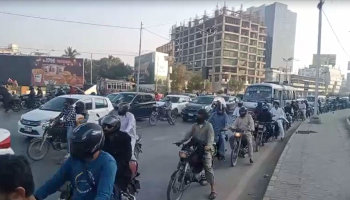 several roads in Karachi blocked with containers,