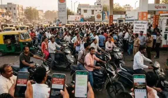 Fear of petrol crisis in India,