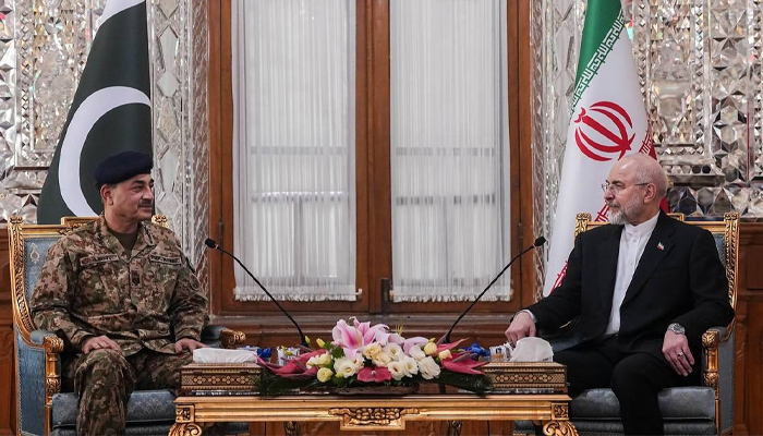 Field Marshal Asim Munir meets with Iranian Parliament Speaker Baqir Qalibaf in Tehran